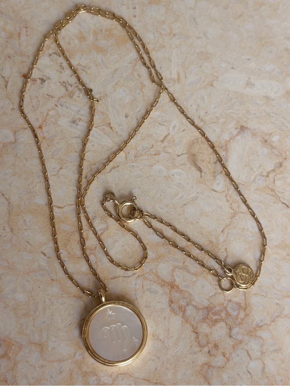 Gorjana Gold and Cream Virgo Round Pendant Necklace - Picture 4 of 5
